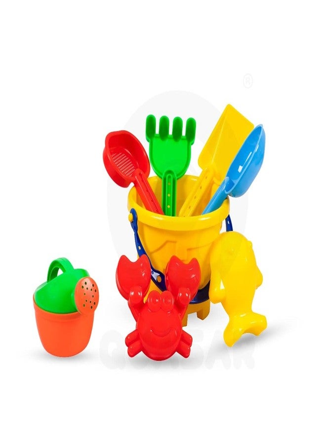 Quasar Beach Set for Kids Bucket Castle Water Garden Tools for Toddlers Outdoor Indoor Toys Craft in Sand Game Kids (8 Piece Beach Set) - Multicolor - Image 1